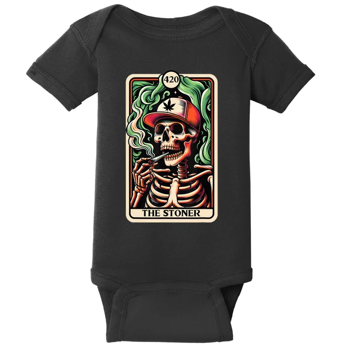 Tarot Card The Stoner Weed Lover Skeleton Cannabis 420 Baby Bodysuit