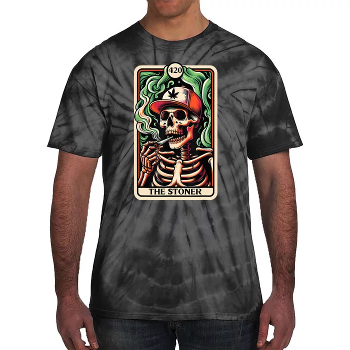 Tarot Card The Stoner Weed Lover Skeleton Cannabis 420 Tie-Dye T-Shirt