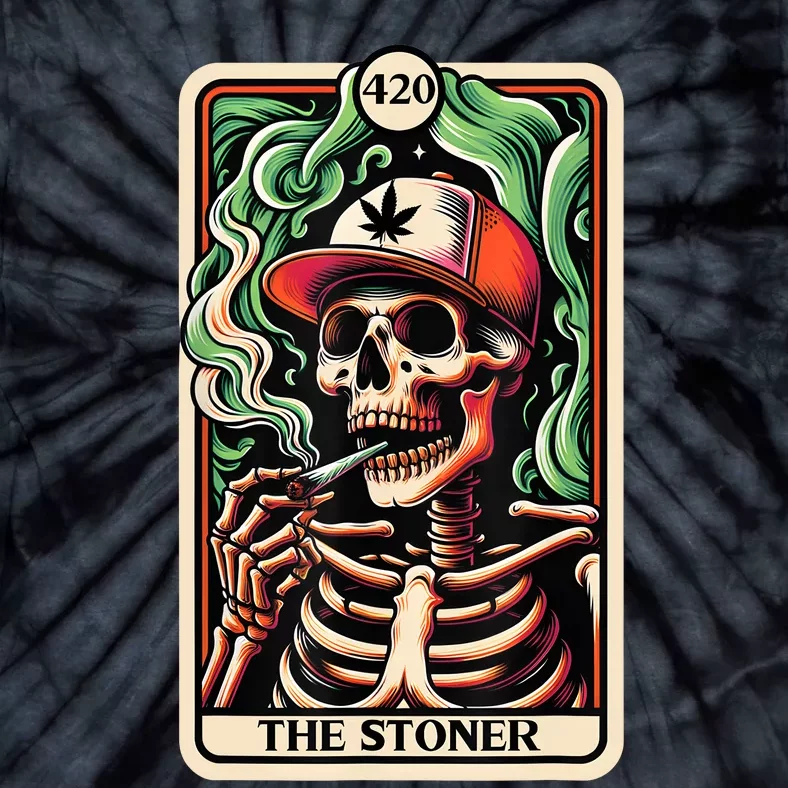 Tarot Card The Stoner Weed Lover Skeleton Cannabis 420 Tie-Dye T-Shirt