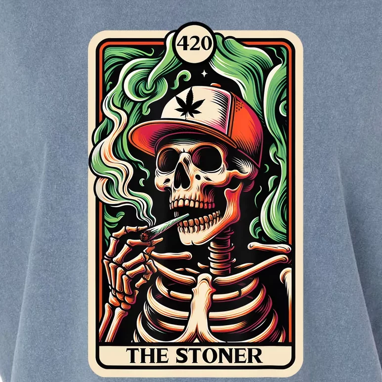 Tarot Card The Stoner Weed Lover Skeleton Cannabis 420 Garment-Dyed Women's Muscle Tee