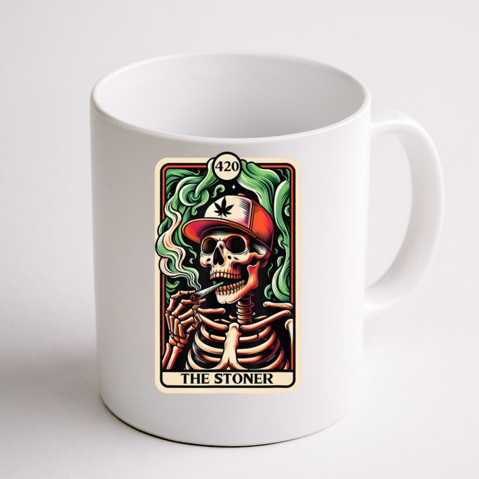 Tarot Card The Stoner Weed Lover Skeleton Cannabis 420 Front & Back Coffee Mug