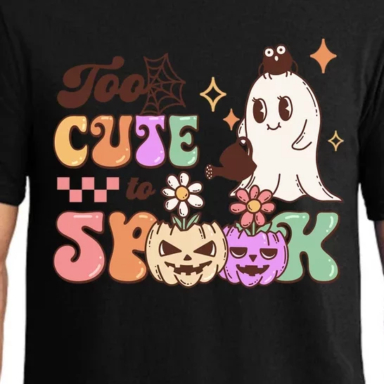 Too Cute To Spook Halloween Ghost Costume Retro Groovy Cool Gift Pajama Set