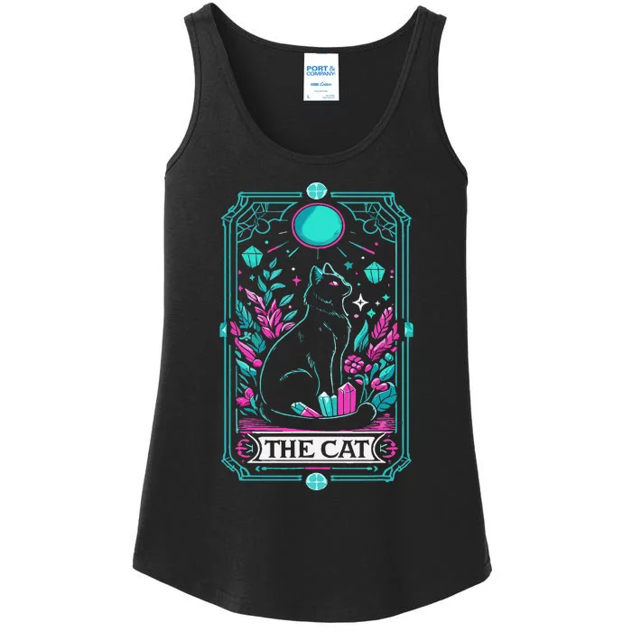 The Cat Tarot Card Halloween Witch Mystical Black Cat Lovers Ladies Essential Tank