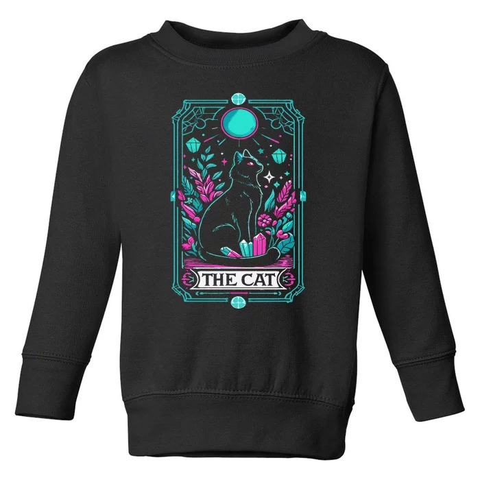 The Cat Tarot Card Halloween Witch Mystical Black Cat Lovers Toddler Sweatshirt