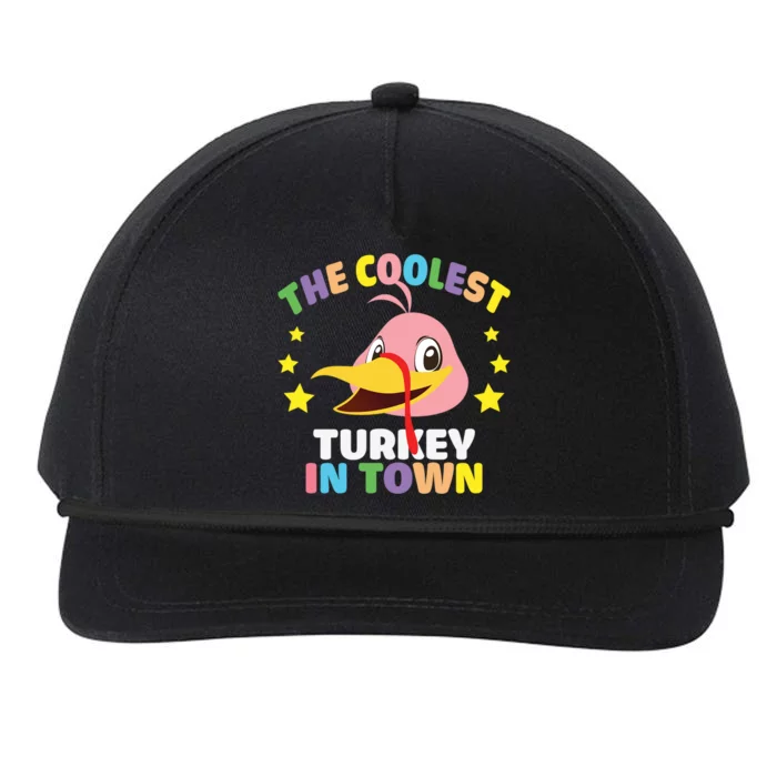 The Coolest Turkey In Town Happy Thanksgiving Gift Snapback Five-Panel Rope Hat