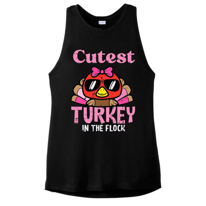 Thanksgiving Cutest Turkey Flock Ladies Tri-Blend Wicking Tank