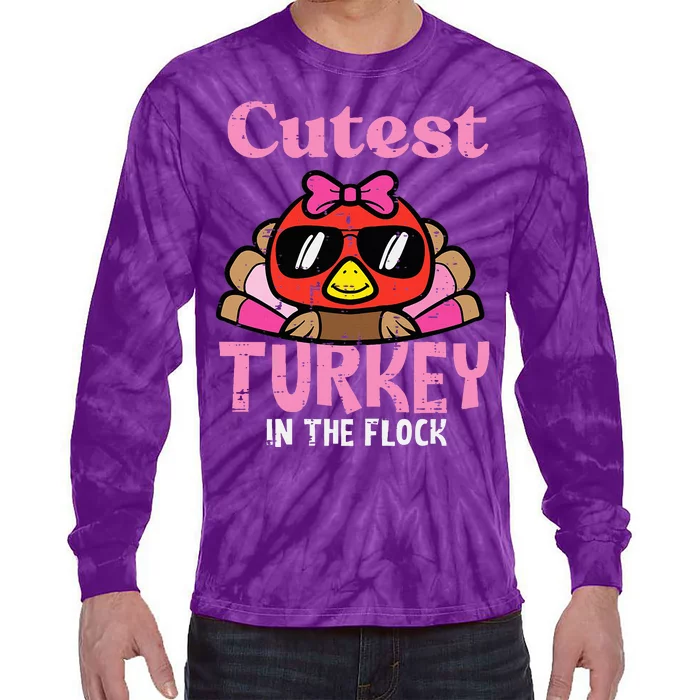 Thanksgiving Cutest Turkey Flock Tie-Dye Long Sleeve Shirt