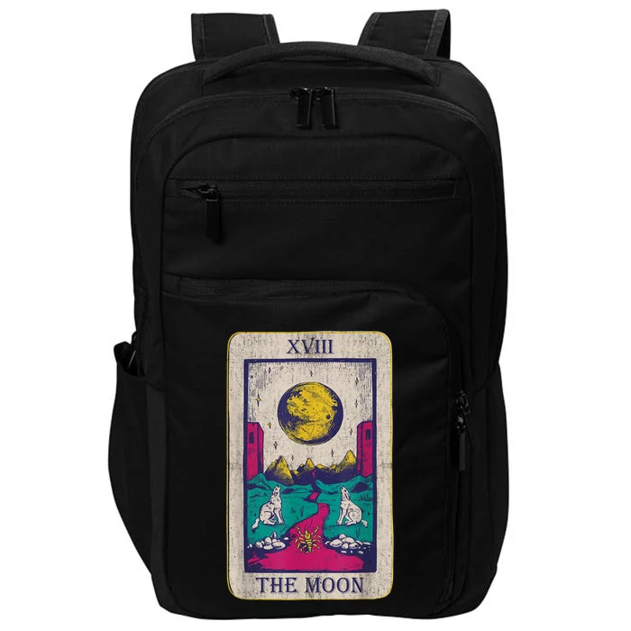 Tarot Card The Moon XVIII Occult Vintage Wolf Moon Impact Tech Backpack