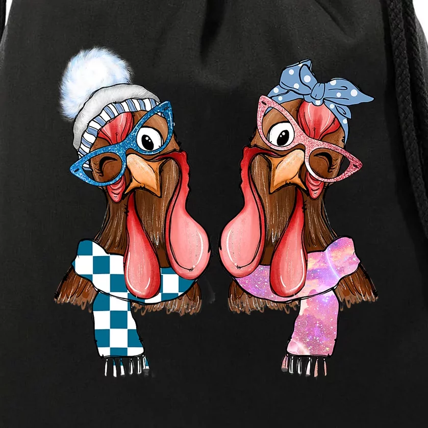 Turkey Couple Thanksgiving Day Gift Drawstring Bag