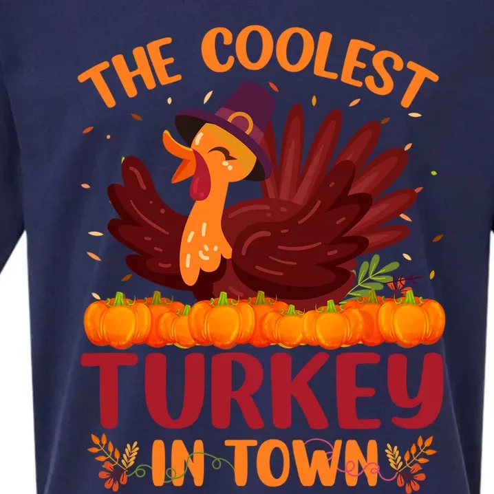 The Coolest Turkey In Town Cute Gift Sueded Cloud Jersey T-Shirt