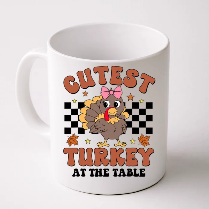 Thanksgiving Cutest Turkey At The Table Dinner Girl Front & Back Coffee Mug