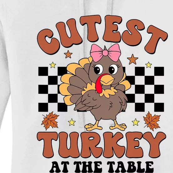 Thanksgiving Cutest Turkey At The Table Dinner Girl Women's Pullover Hoodie