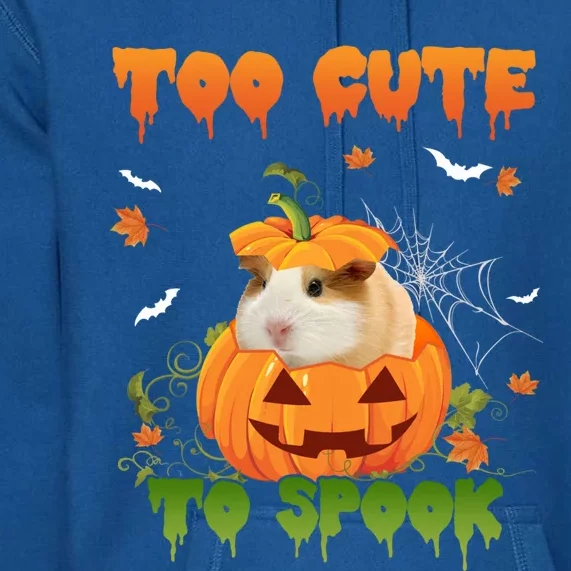 Too Cute To Spook Cute Halloween Pumpkin Hat Guinea Pig Pet Cool Gift Premium Hoodie