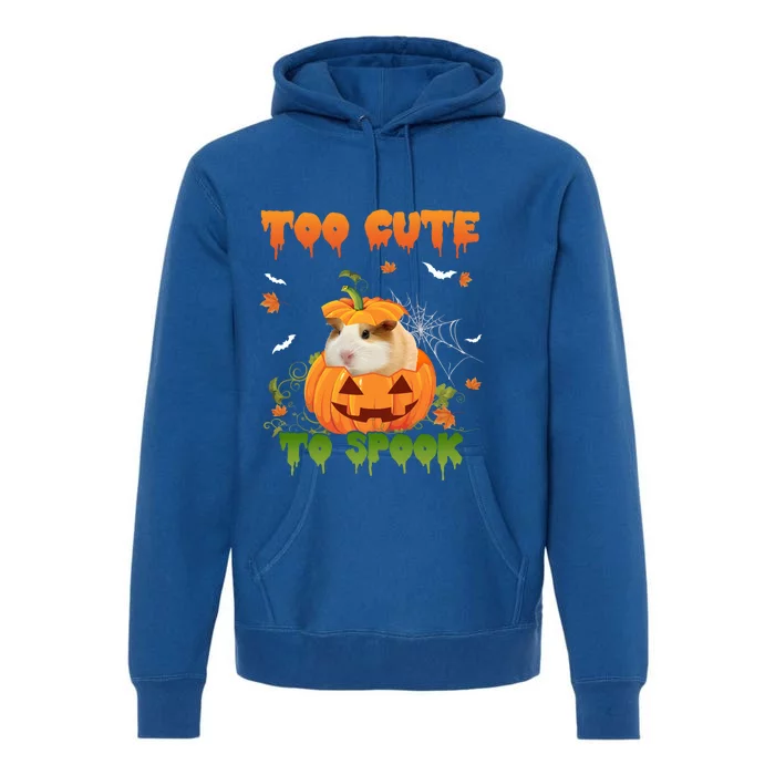 Too Cute To Spook Cute Halloween Pumpkin Hat Guinea Pig Pet Cool Gift Premium Hoodie