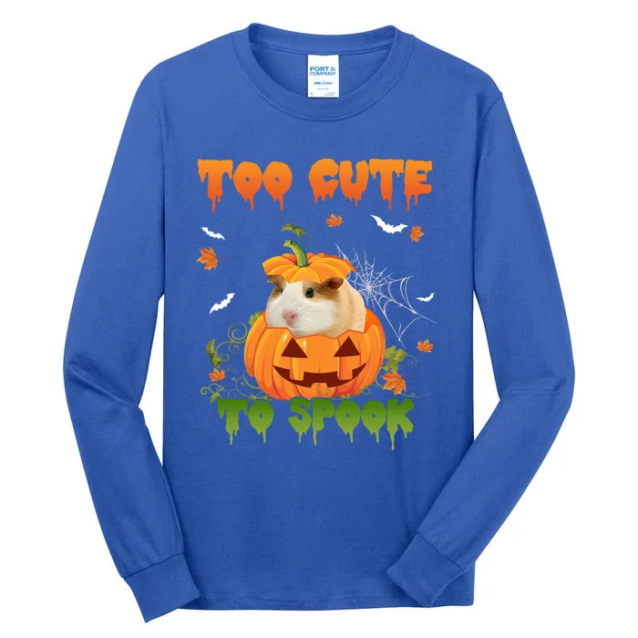 Too Cute To Spook Cute Halloween Pumpkin Hat Guinea Pig Pet Cool Gift Tall Long Sleeve T-Shirt