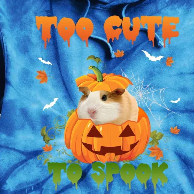 Too Cute To Spook Cute Halloween Pumpkin Hat Guinea Pig Pet Cool Gift Tie Dye Hoodie