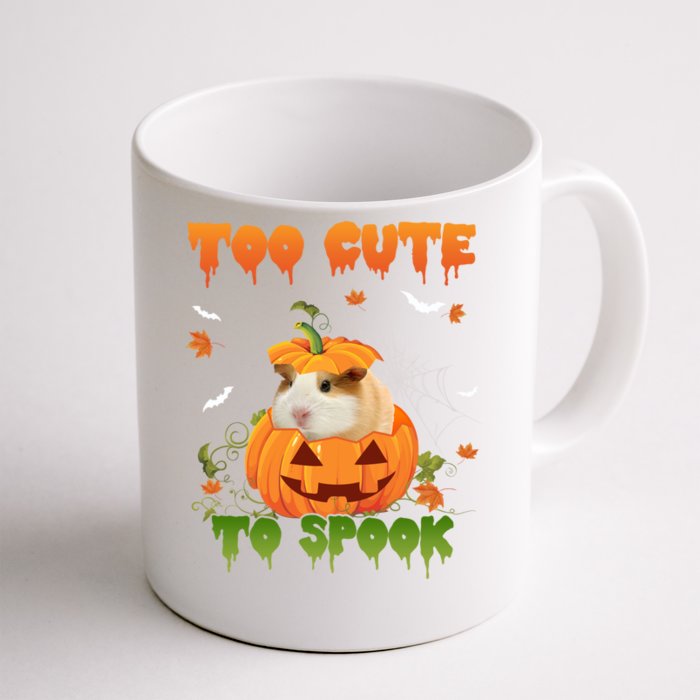 Too Cute To Spook Cute Halloween Pumpkin Hat Guinea Pig Pet Cool Gift Front & Back Coffee Mug