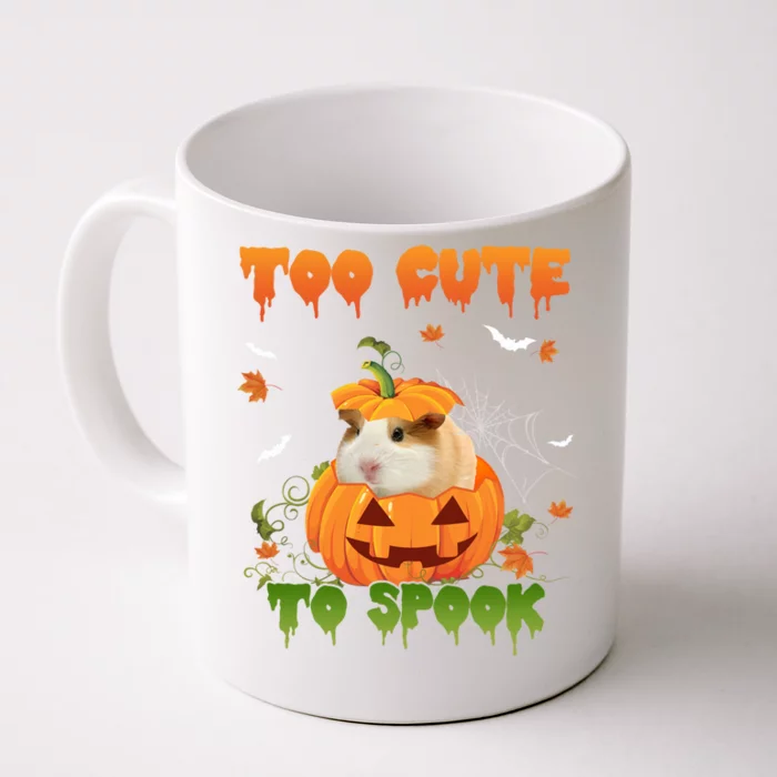 Too Cute To Spook Cute Halloween Pumpkin Hat Guinea Pig Pet Cool Gift Front & Back Coffee Mug