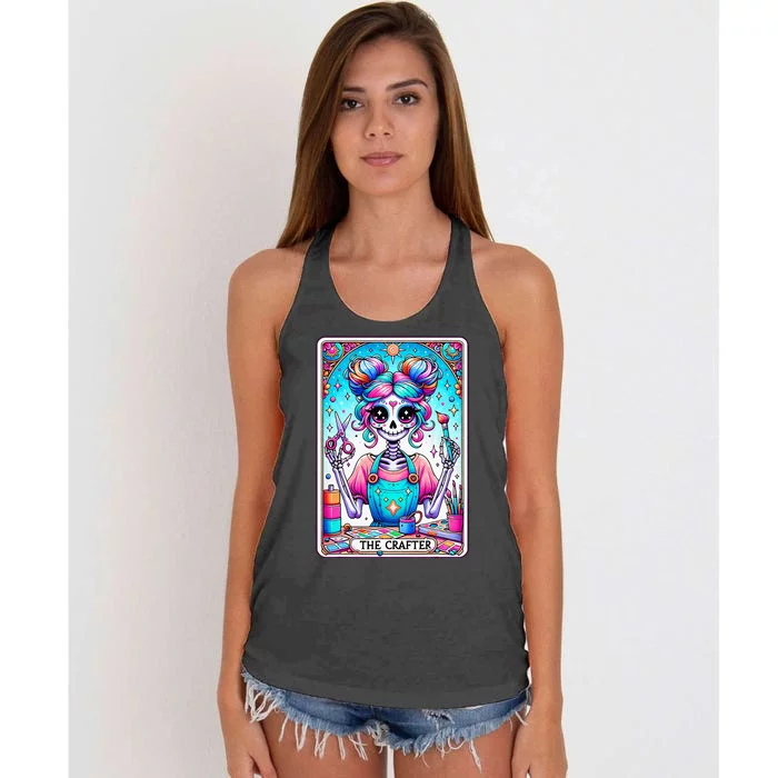 The Crafter Tarot Card Crochet Knitting Crafter Mom Women's Knotted Racerback Tank