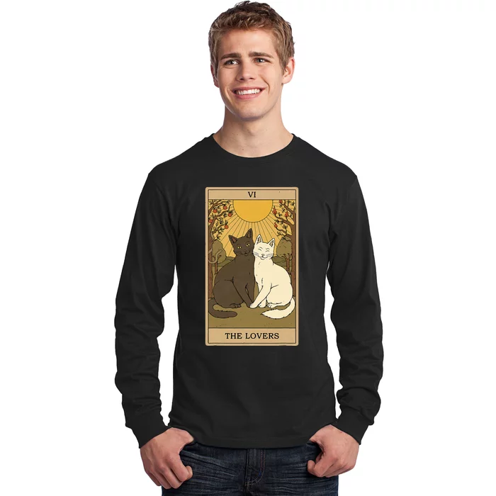 Tarot Card The Lovers And Lovers Cat Tarot Long Sleeve Shirt