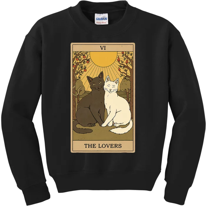 Tarot Card The Lovers And Lovers Cat Tarot Kids Sweatshirt