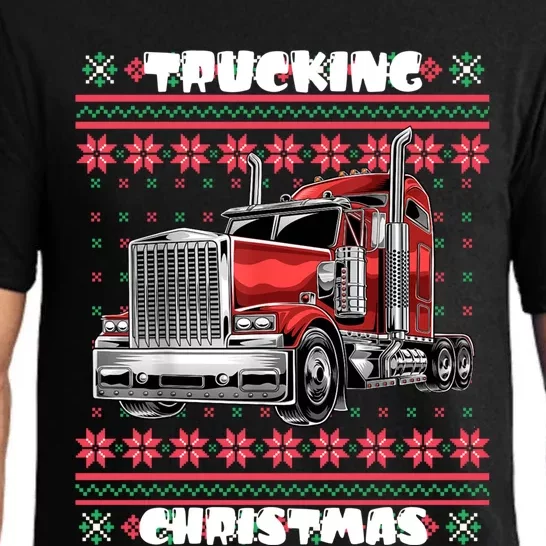 Trucking Christmas Truck Driver Ugly Sweater Style Gift Pajama Set