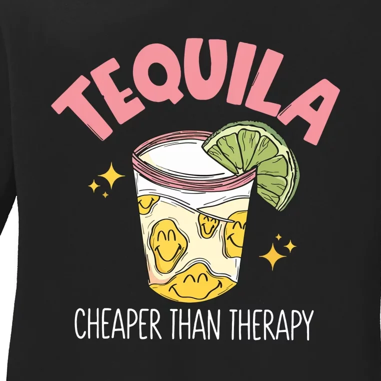 Tequila Cheape Than Therapy Funny Tequila Drinking Mexican Ladies Long Sleeve Shirt