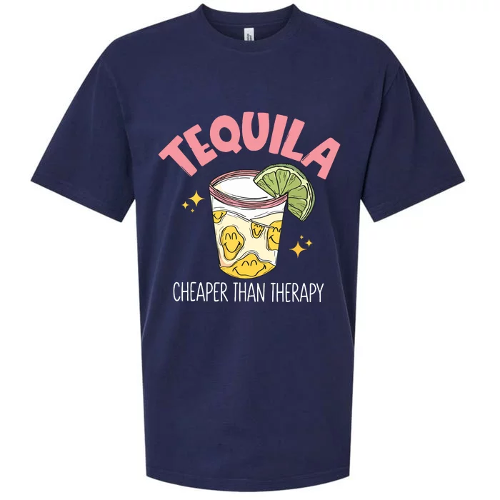 Tequila Cheape Than Therapy Funny Tequila Drinking Mexican Sueded Cloud Jersey T-Shirt