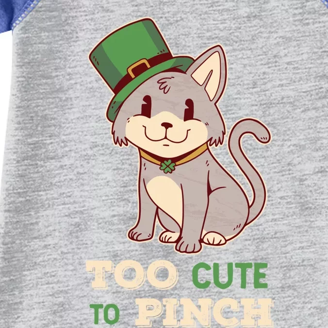 Too Cute To Pinch St Patricks Day Cat Irish Kitten Ireland Meaningful Gift Infant Baby Jersey Bodysuit