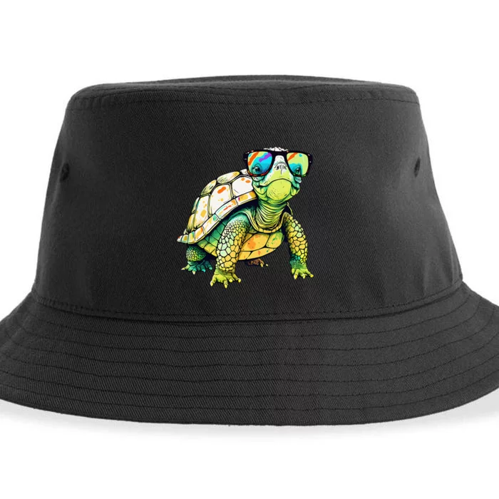 Turtle Colorful Turtle Lover Sustainable Bucket Hat