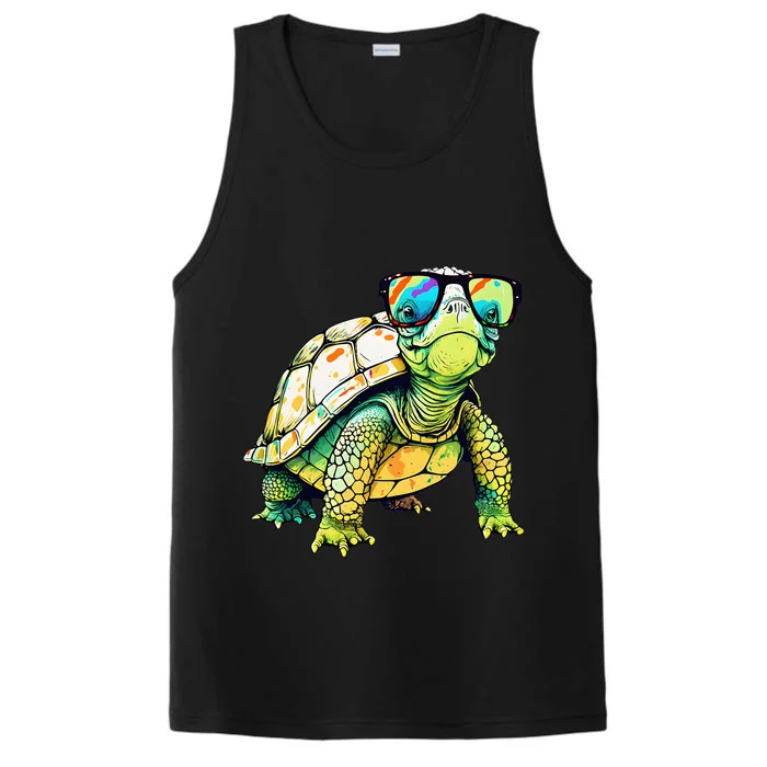 Turtle Colorful Turtle Lover Performance Tank