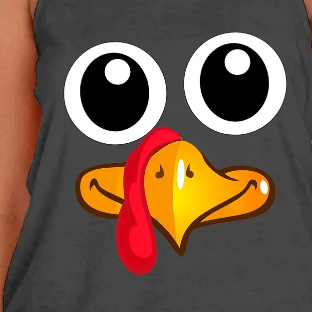 Thanksgiving Cute Turkey Face Women's Knotted Racerback Tank