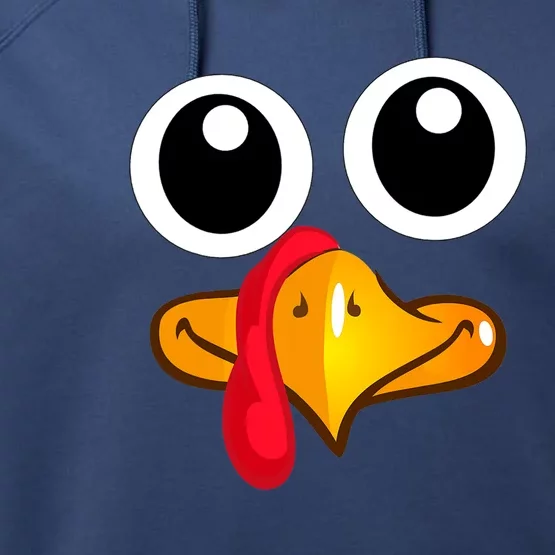 Thanksgiving Cute Turkey Face Performance Fleece Hoodie