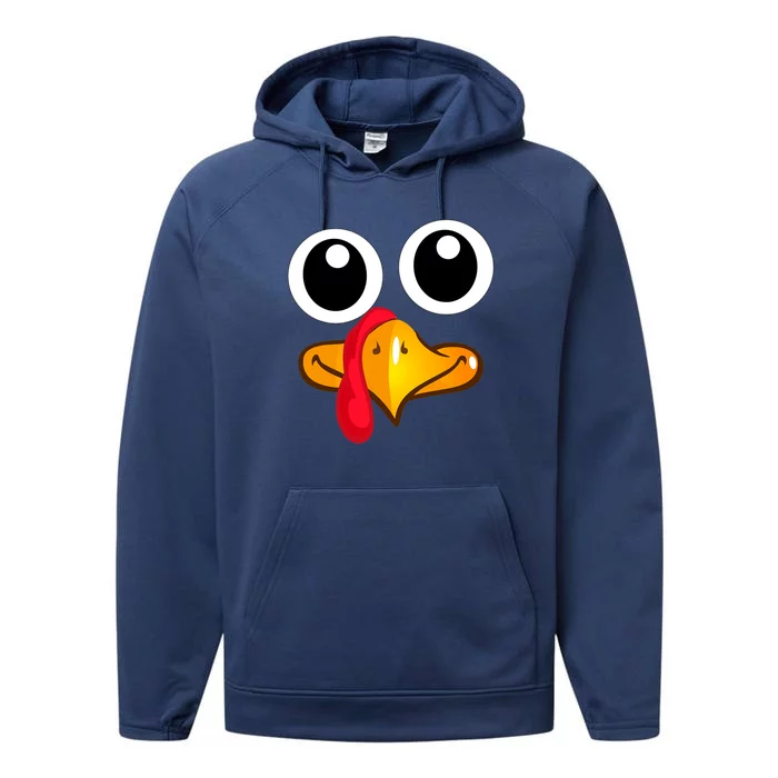 Thanksgiving Cute Turkey Face Performance Fleece Hoodie