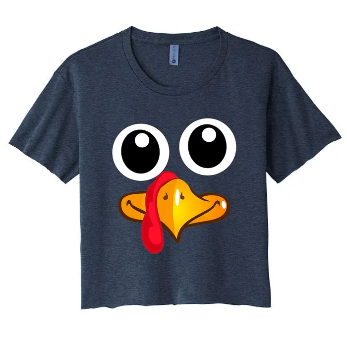 Thanksgiving Cute Turkey Face Women's Crop Top Tee