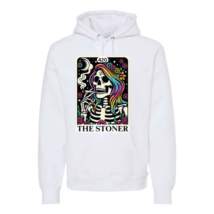 Tarot Card The Stoner Weed Lover Skeleton 420 Cannabis Premium Hoodie