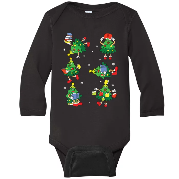 Teacher Christmas Tree Read Books Funny Xmas Librarian Baby Long Sleeve Bodysuit