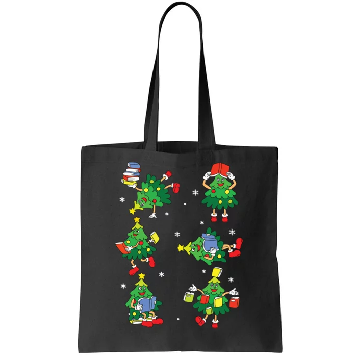 Teacher Christmas Tree Read Books Funny Xmas Librarian Tote Bag