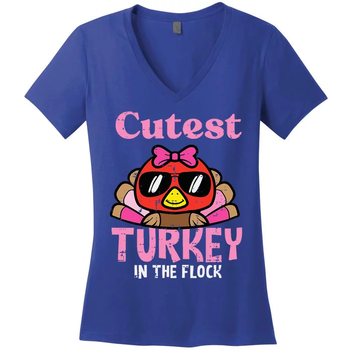 Thanksgiving Cutest Turkey Flock Women's V-Neck T-Shirt