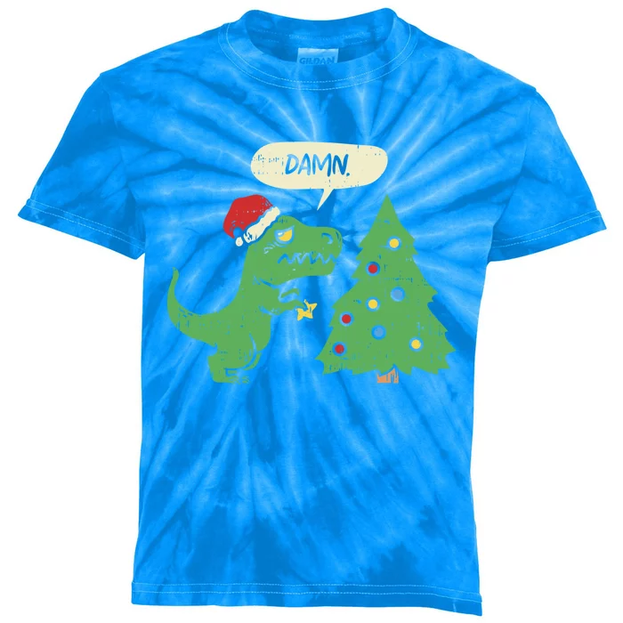 Trex Christmas Tree Damn Funny Dinosaur Gift Kids Tie-Dye T-Shirt