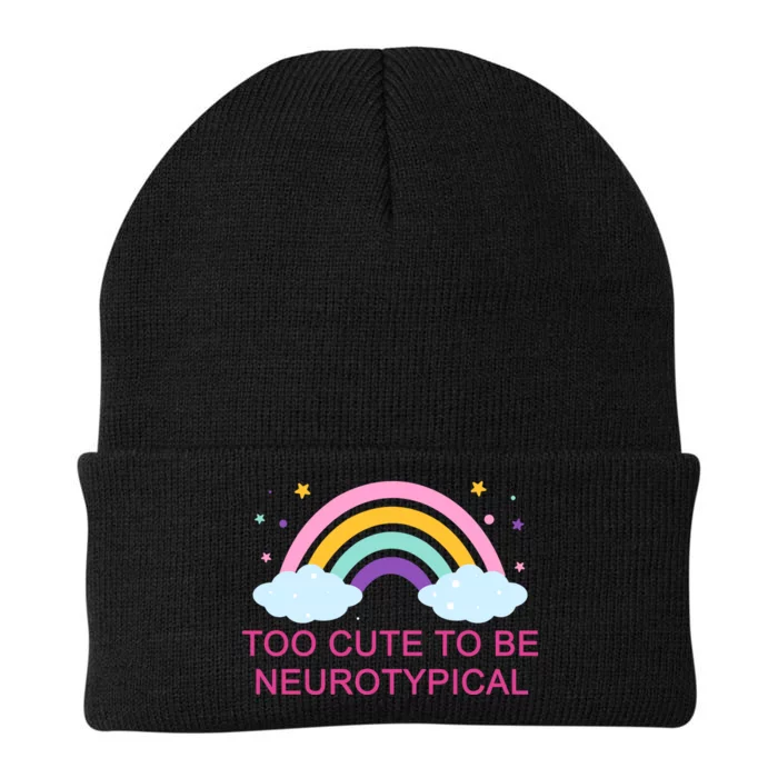 Too Cute To Be Neurotypical Rainbow Knit Cap Winter Beanie