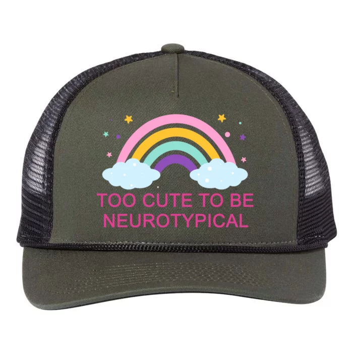 Too Cute To Be Neurotypical Rainbow Retro Rope Trucker Hat Cap