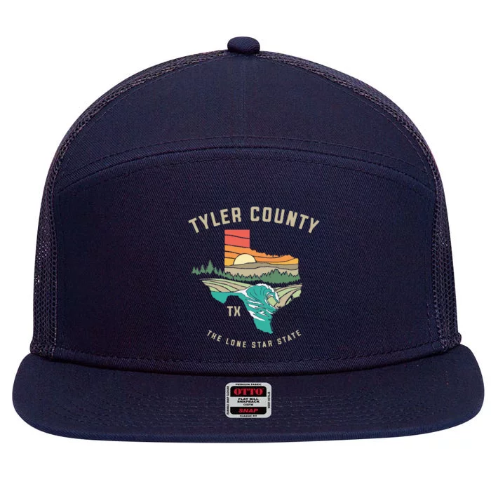 Tyler County Texas Outdoors Vintage Nature Design Great Gift 7 Panel Mesh Trucker Snapback Hat