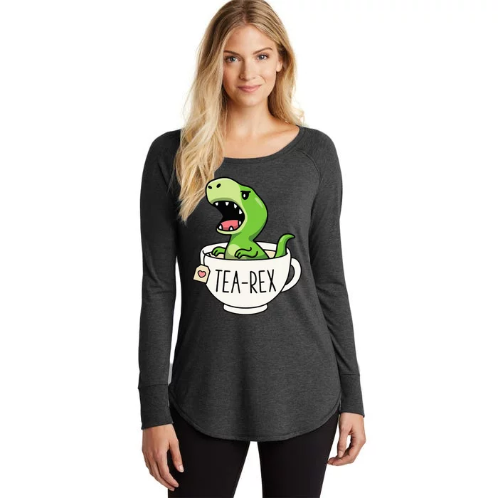 TeaRex Cute TRex Dinosaur Lover Kawaii Funny Dino Pun Women's Perfect Tri Tunic Long Sleeve Shirt