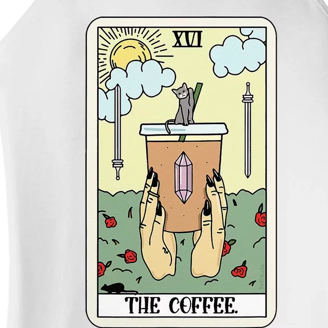 The Coffee Tarot Card Coffee Lover Caffeinated Witchy Hand Women’s Perfect Tri Rocker Tank