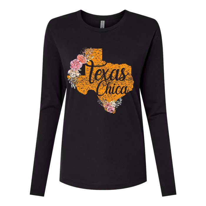 Texas Chica Texan Texas Map Texas Chica Womens Cotton Relaxed Long Sleeve T-Shirt