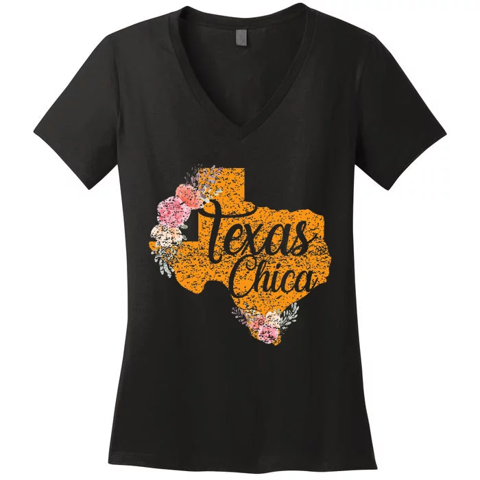 Texas Chica Texan Texas Map Texas Chica Women's V-Neck T-Shirt