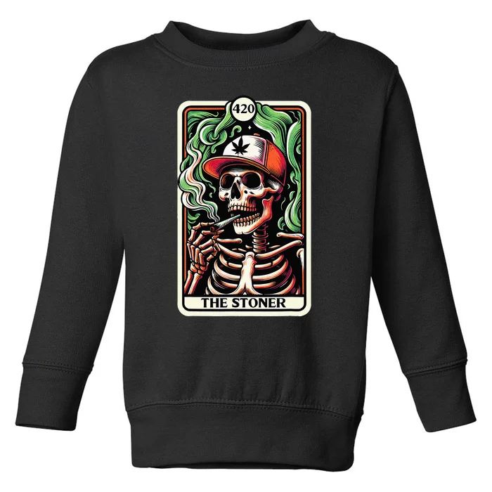 Tarot Card The Stoner Weed Lover Skeleton Cannabis 420 Toddler Sweatshirt