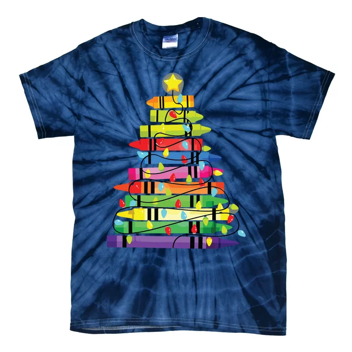 Teacher Christmas Tree Lights Student School Xmas Tie-Dye T-Shirt