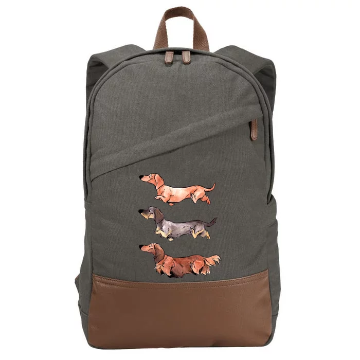 Teckels (Color) Cotton Canvas Backpack